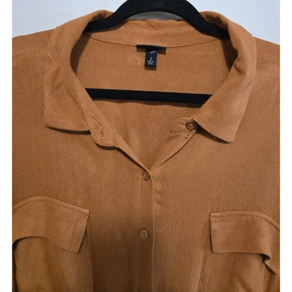 Torrid Women's Mustard, Button Front Midi Shirt Dress Tie Waist Pockets Size 2 - Picture 2 of 9